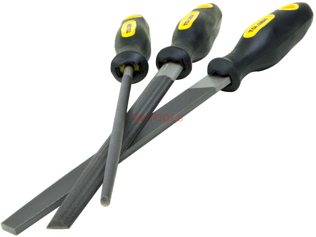 3pcs T12 Carbon Steel Rasp File Set Grinder Half Round Flat Metal Work